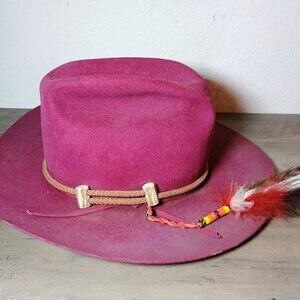 VINTAGE - Resistol "RIDGETOP" Burgundy Cowboy Hat - Wool Felt -Confirming Size 7